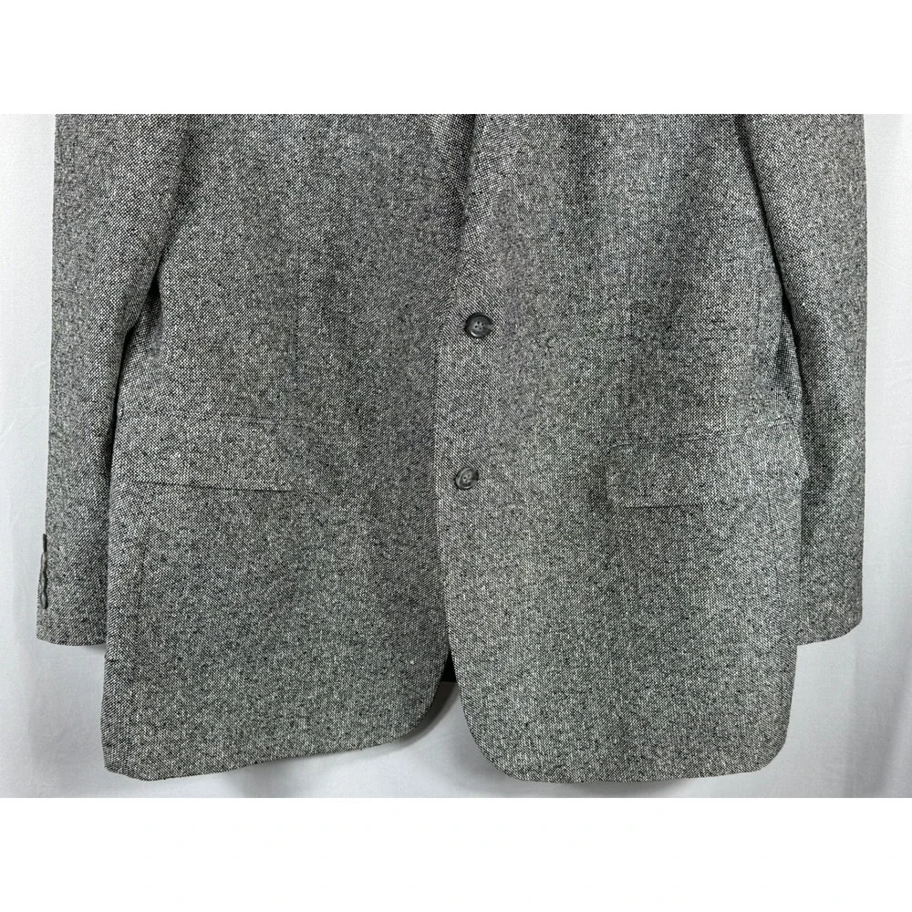 Vintage Versini Mens‎ 46L 100% Silk Blazer Grey Salt and Pepper Tweed Two Button